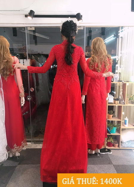 Áo dài đỏ pha lê- 1400K