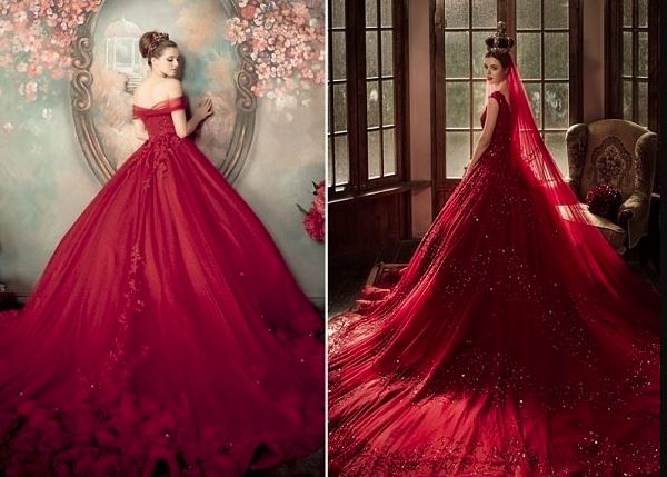 Màu đỏ mang đến vẻ quyến rũ sexy vô cùng cho bất kỳ cô dâu nào